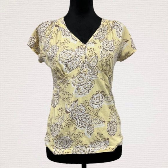 Women’s Small A.N.A. Yellow Floral SS Top - Picture 2 of 7